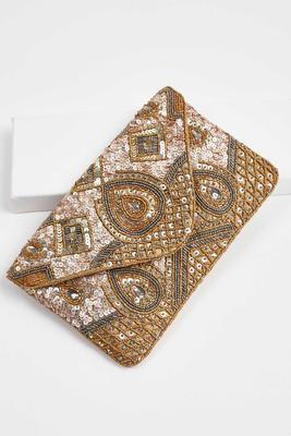 embellished gold metallic clutch
