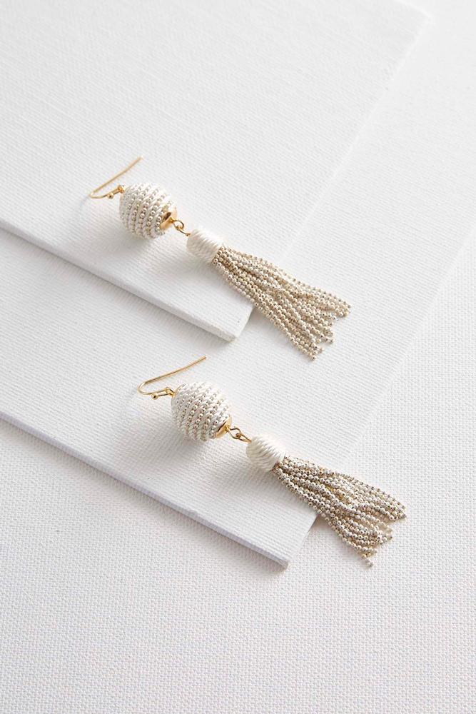 Versona tasseled chain ball earrings