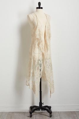 mesh crochet duster vest