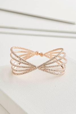 criss cross rhinestone cuff bracelet