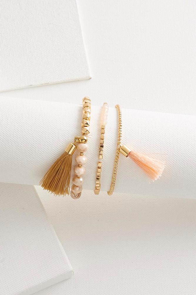 Beaded Tassel Stretch Bracelet Set