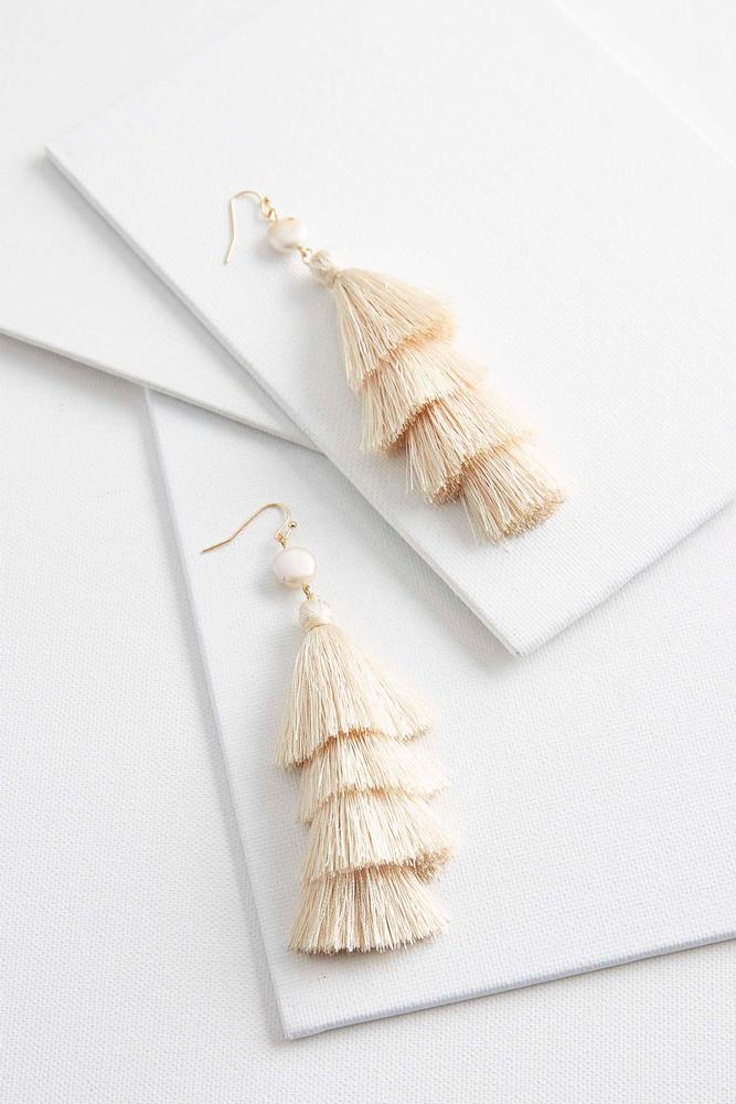Pearl Layered Tassel Earrings