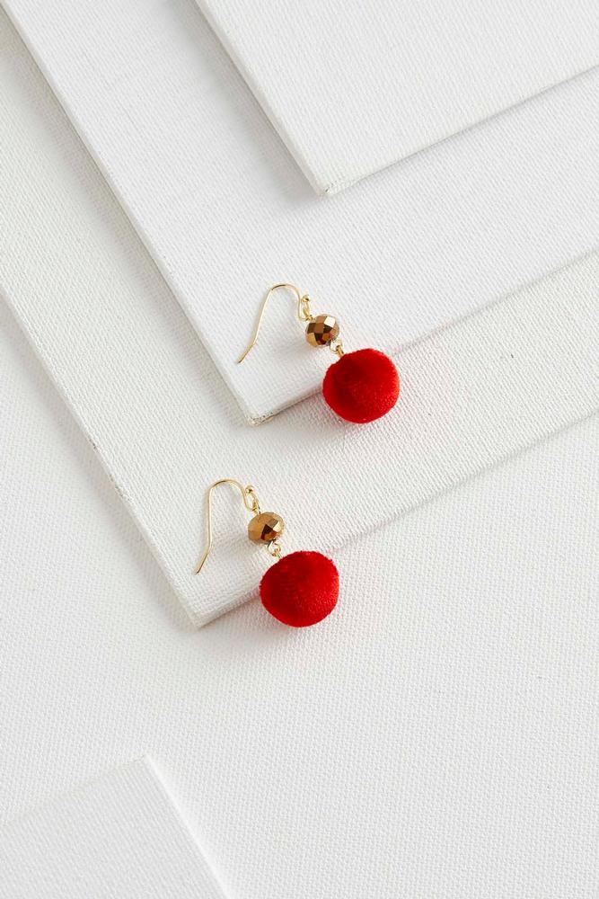 Beaded Pom- Pom Earrings