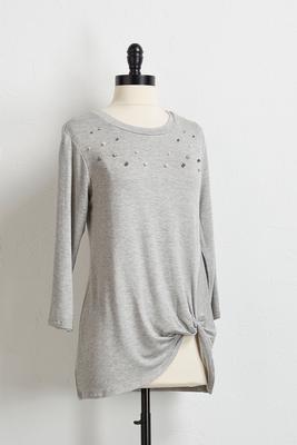 embellished knotted front tunic