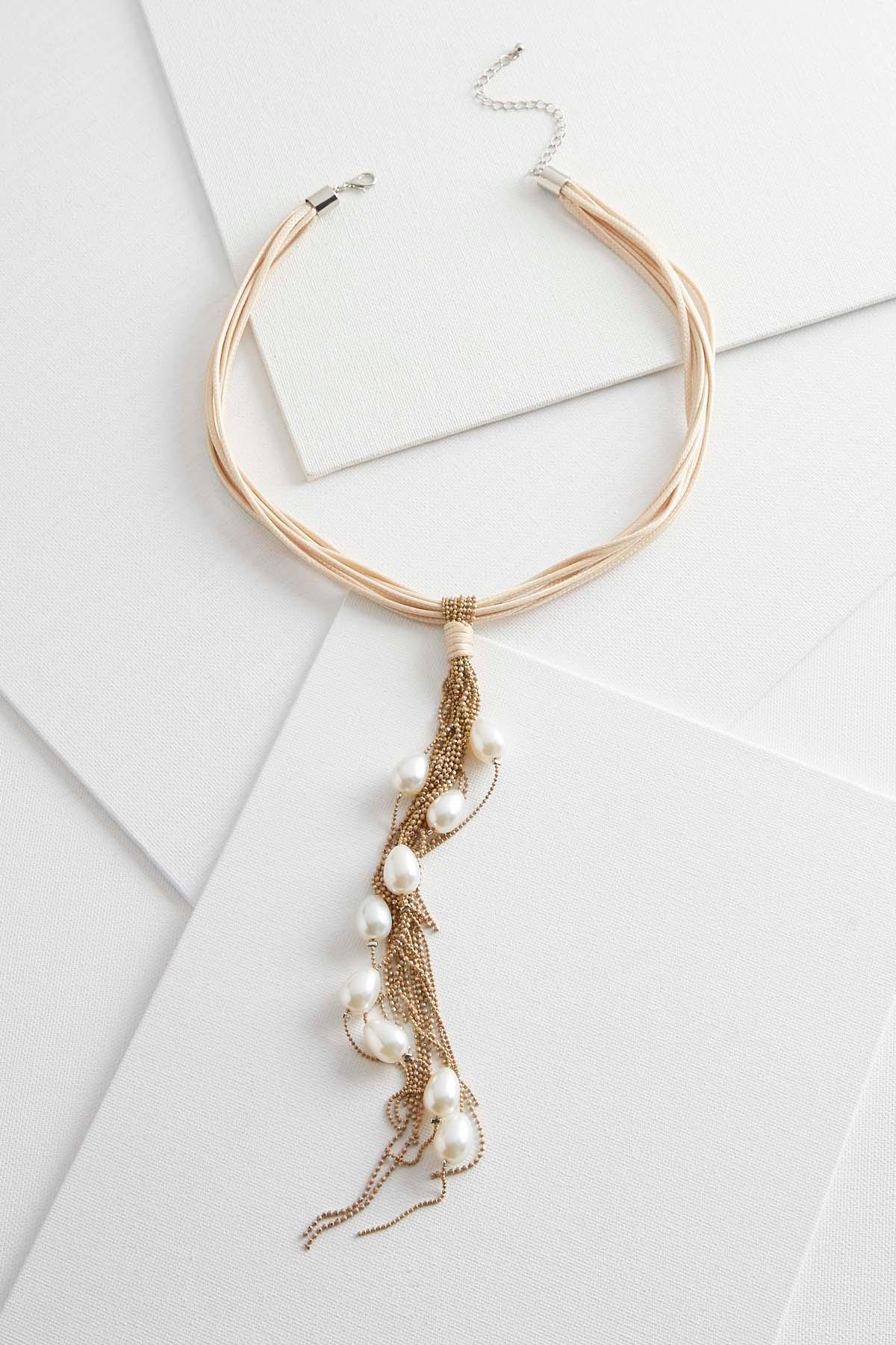 Pearl And Tassel Corded Choker