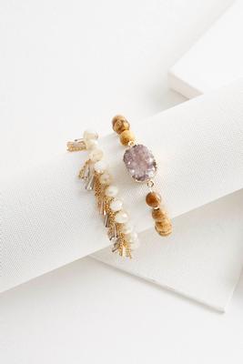 druzy rondelle stone bracelet set