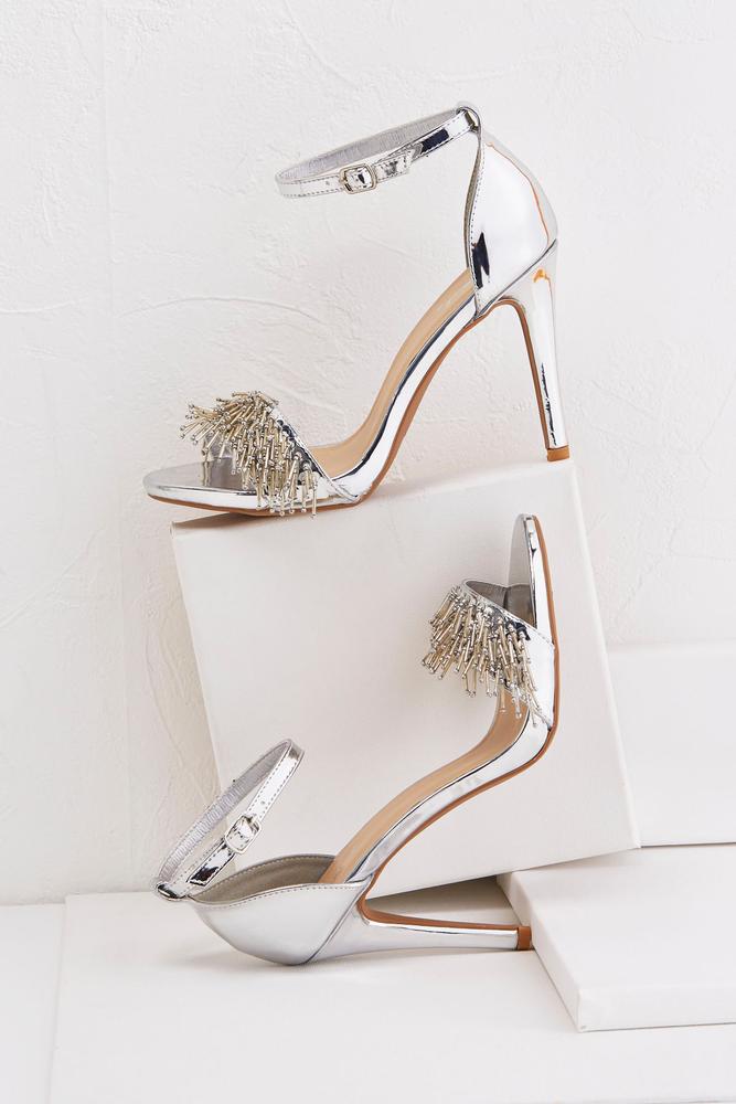 Embellished Ankle Strap Heels