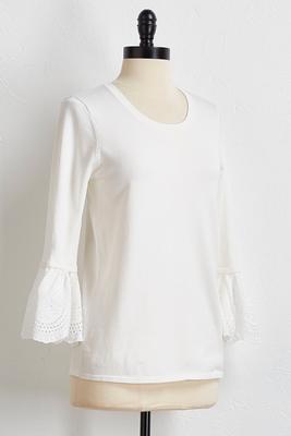 eyelet bell sleeve sweater