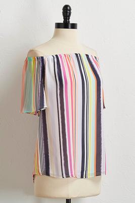 neon stripe off the shoulder top