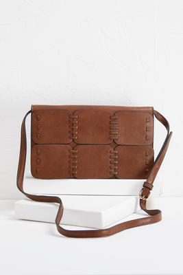 stitched panel crossbody bag
