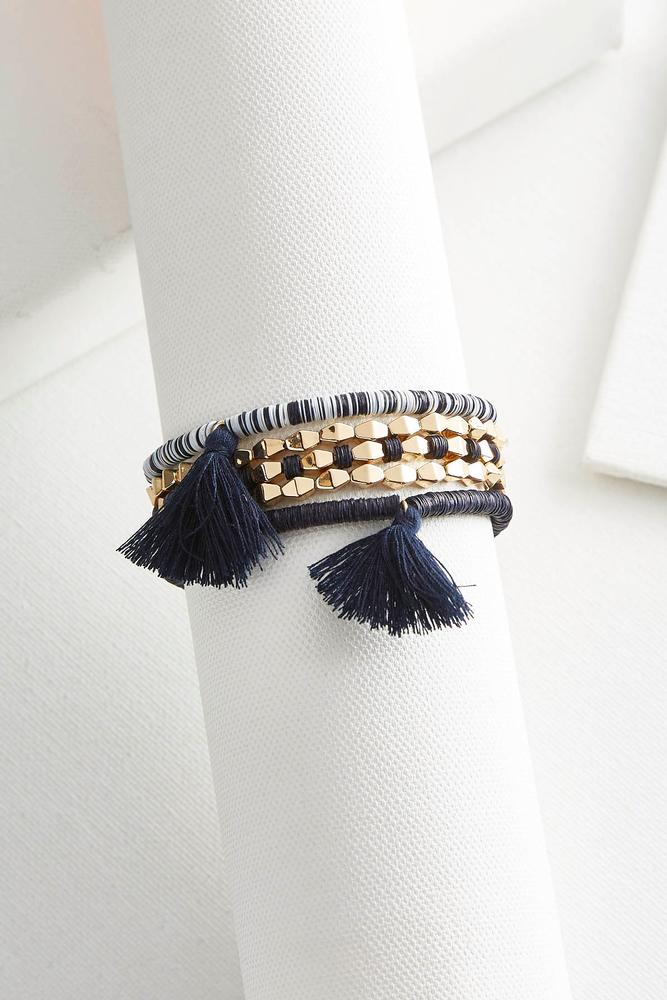 Tasseled Sequin Stretch Bracelet Set