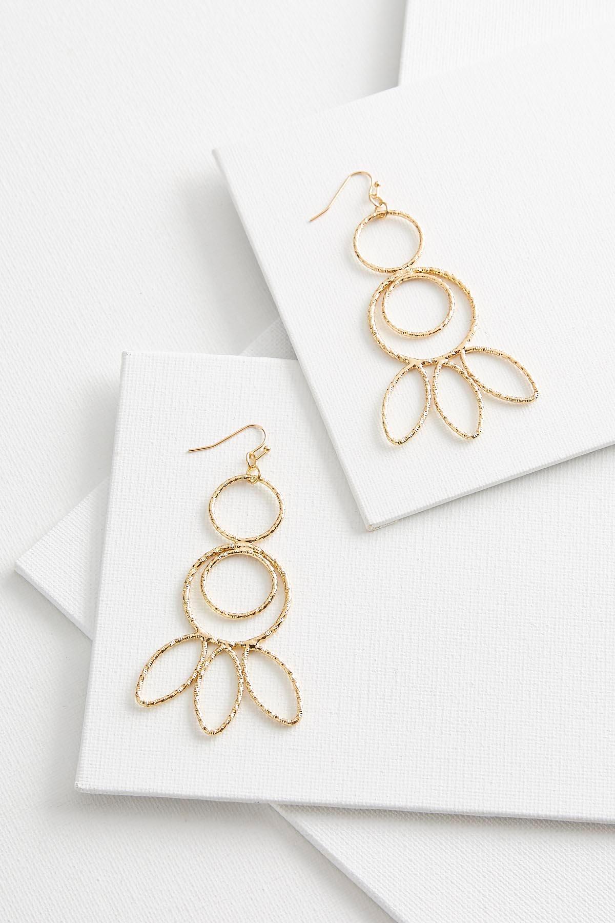 Textured Circle Leaf Earrings