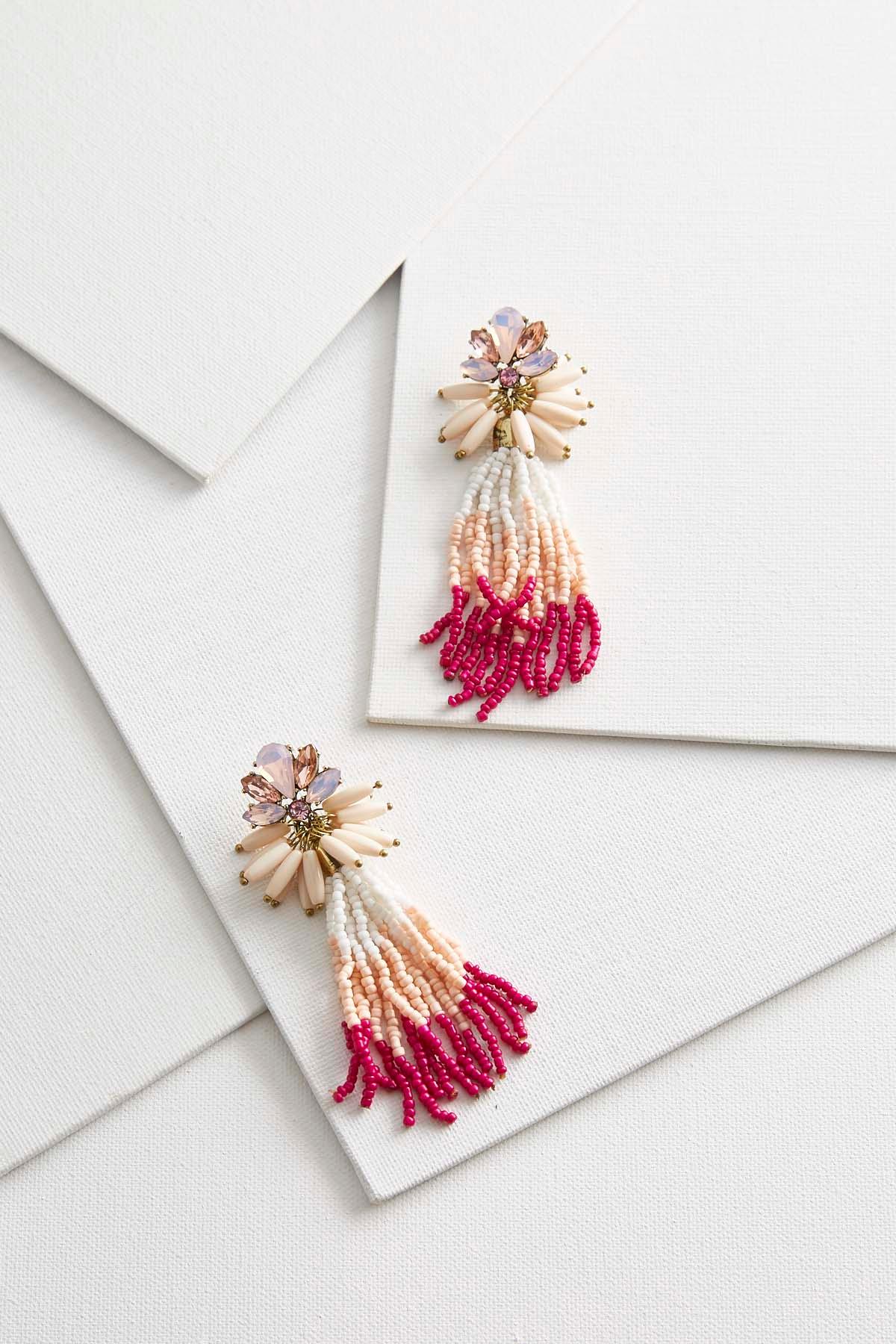 Glitzy Seed Bead Tassel Earrings