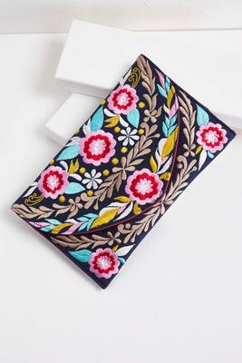 floral embroidered clutch