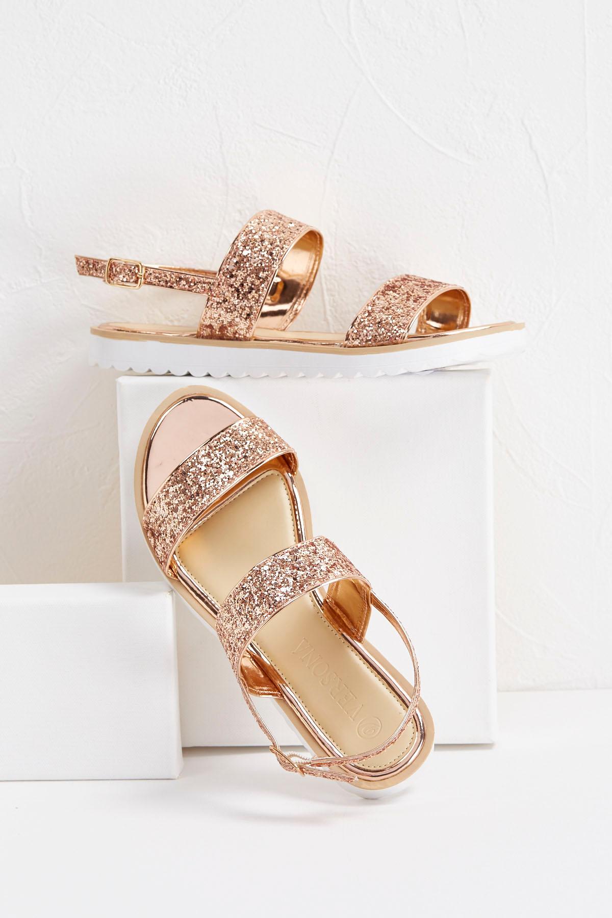 Rose Gold Glitter Sandals