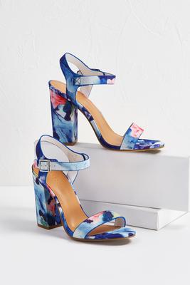 floral open back heels