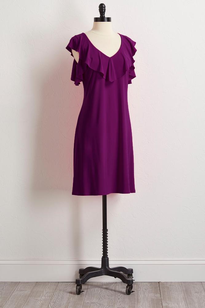 Ruffled Bare Shoulder Shift Dress
