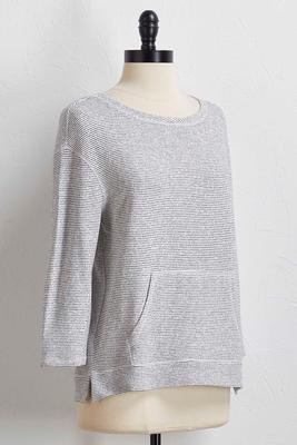 relaxed striped pocket front top