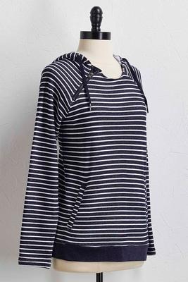 navy striped hoodie
