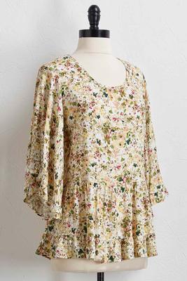 floral flare sleeve poet top