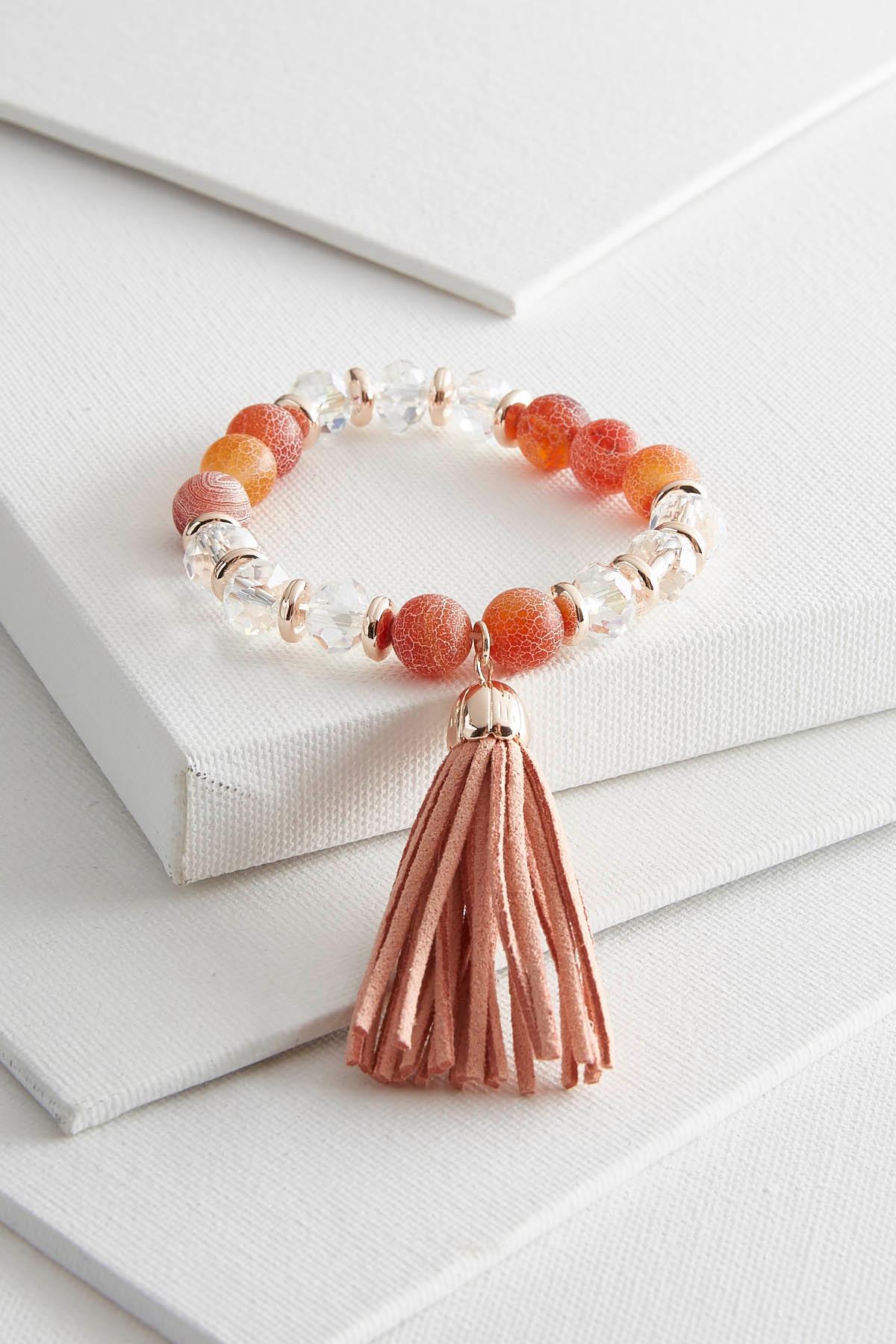 Tasseled Bead Stretch Bracelet
