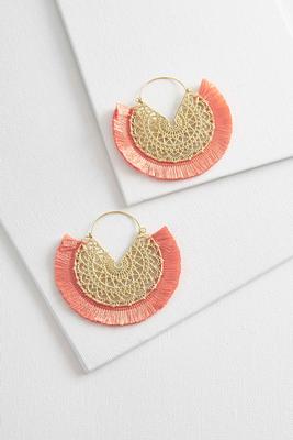 medallion fringe hoop earrings