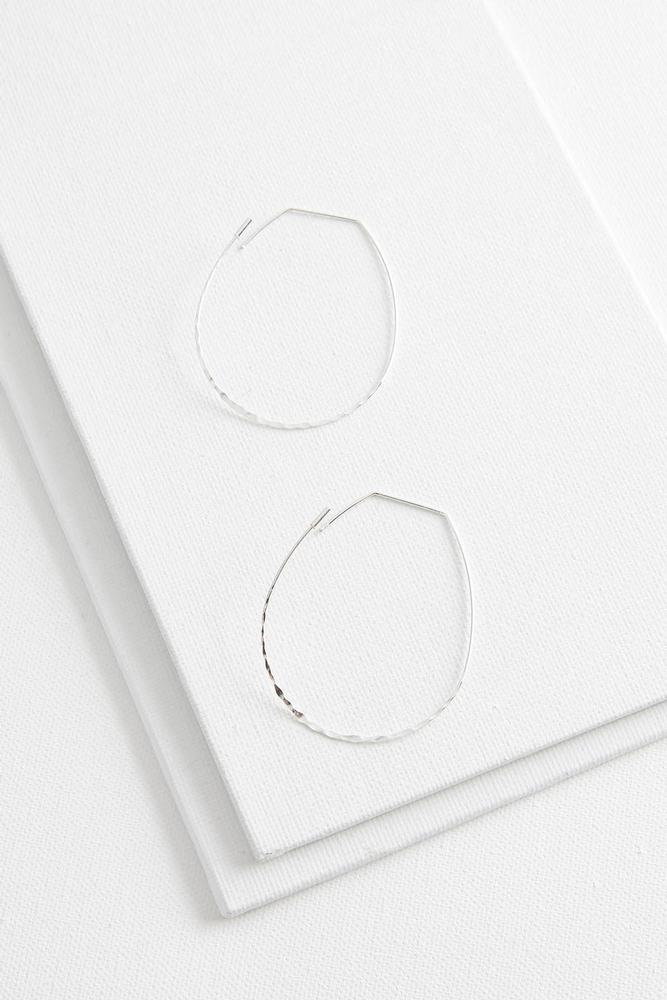 Hammered Oval Hoop Earrings