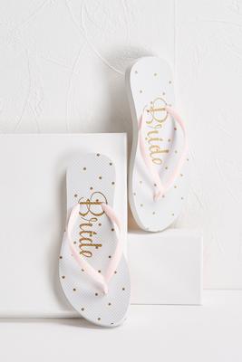 dotted bride flip-flops