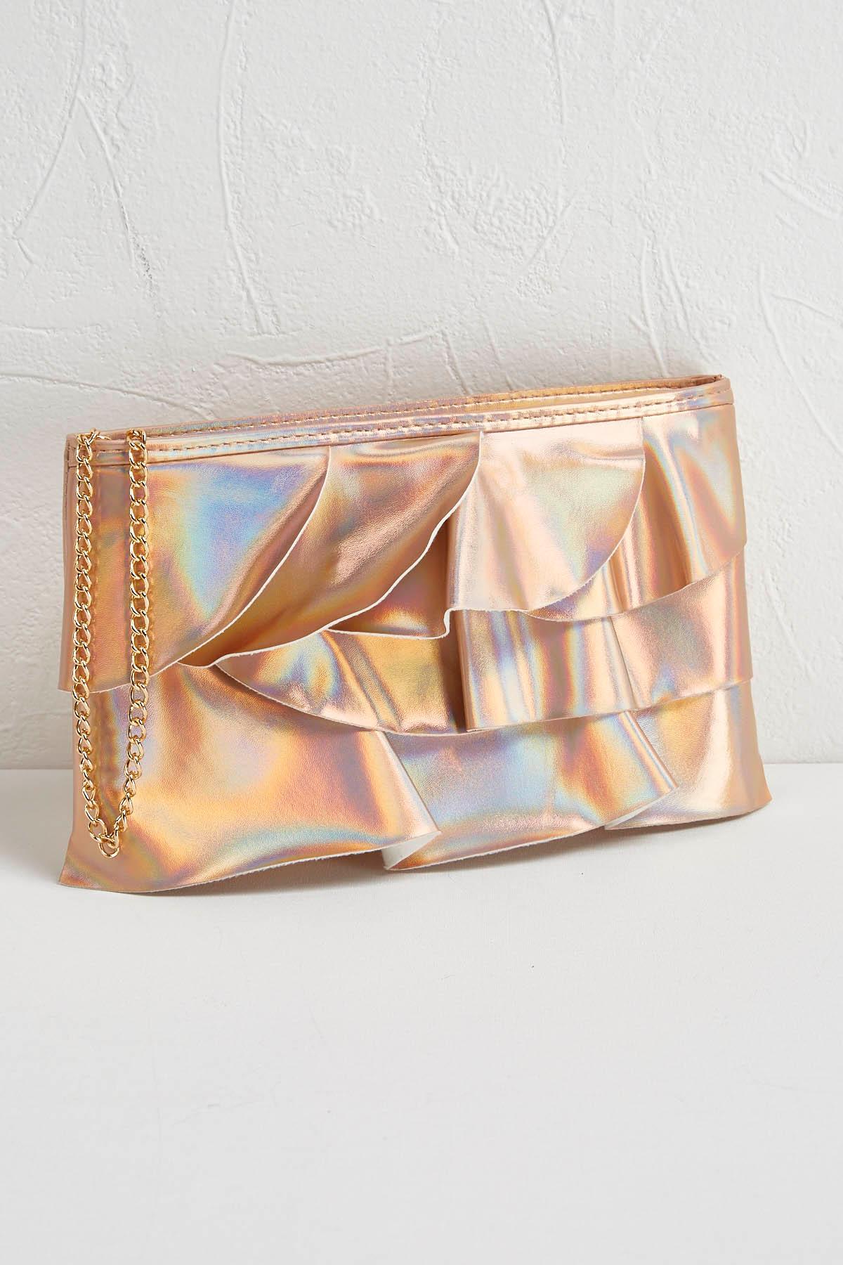 Ruffled Rose Gold Bag