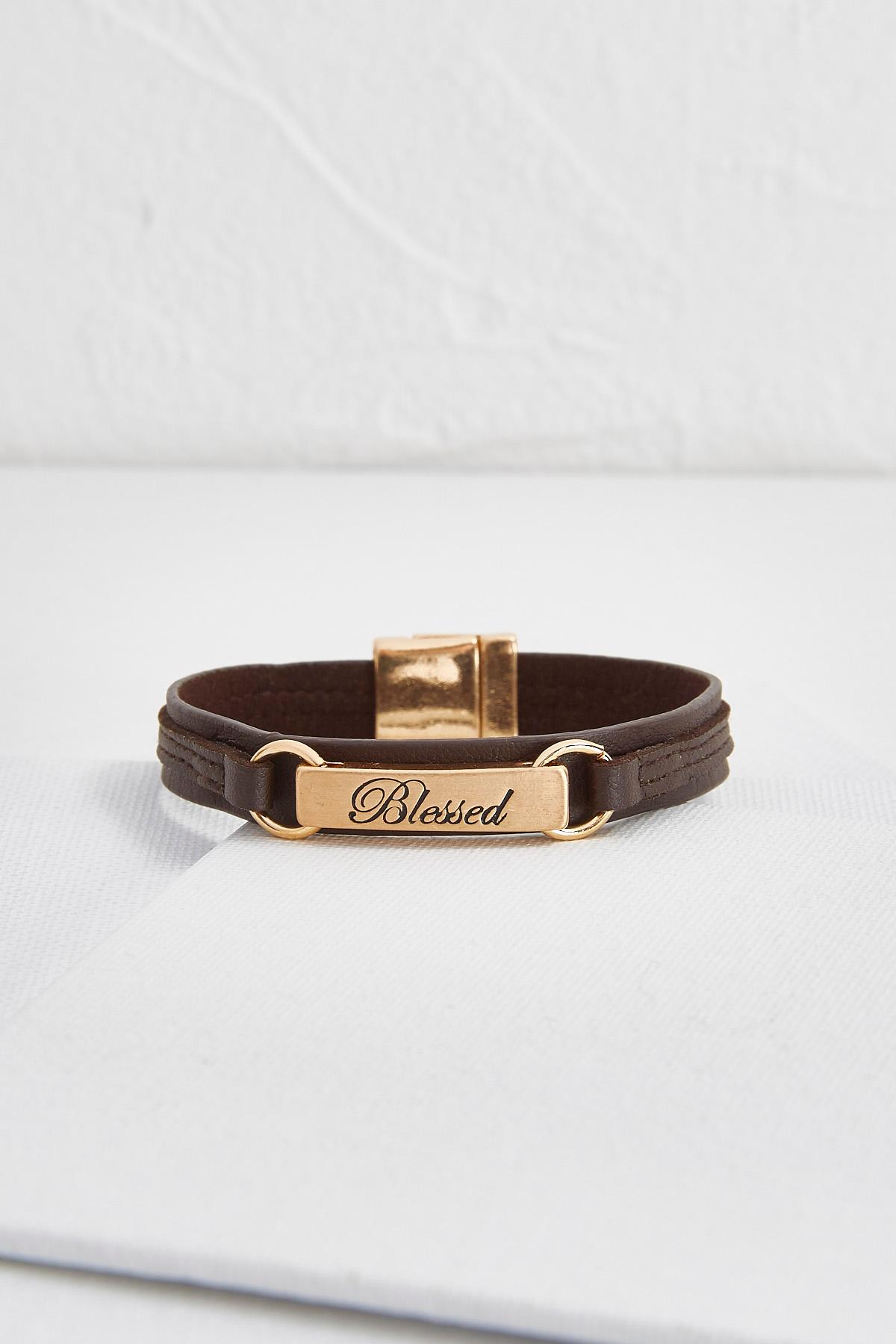 Blessed Faux Leather Bracelet