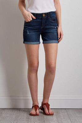 cuffed denim shorts