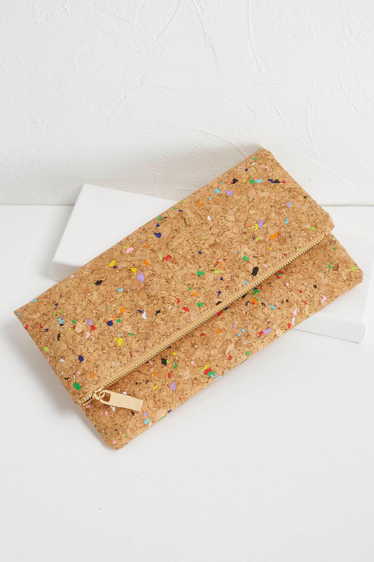 Paint Splash Foldover Cork Clutch