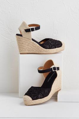 crochet sequin espadrille wedges