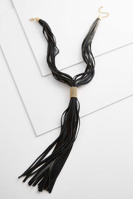metallic faux suede lariat necklace