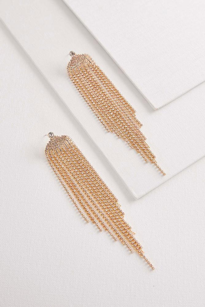 Rhinestone Fringe Statement Earrings