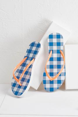 gingham flip-flops