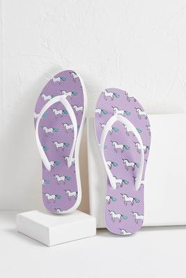 lavender unicorn flip-flops