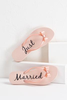 just married bow flip-flops