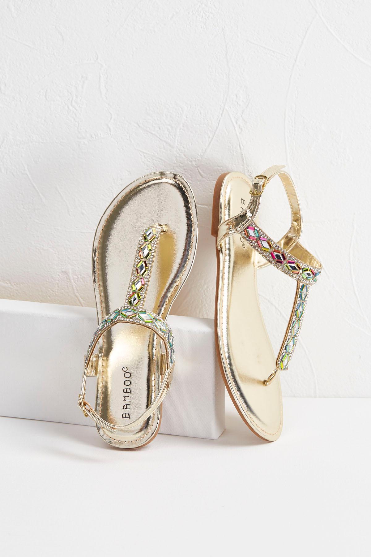 Rhinestone T- Strap Sandals