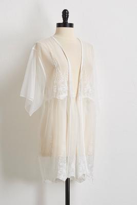 sheer embroidered mesh kimono