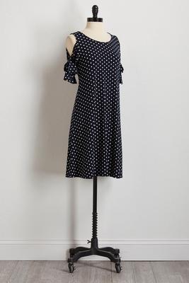 polka dot tie sleeve shift dress