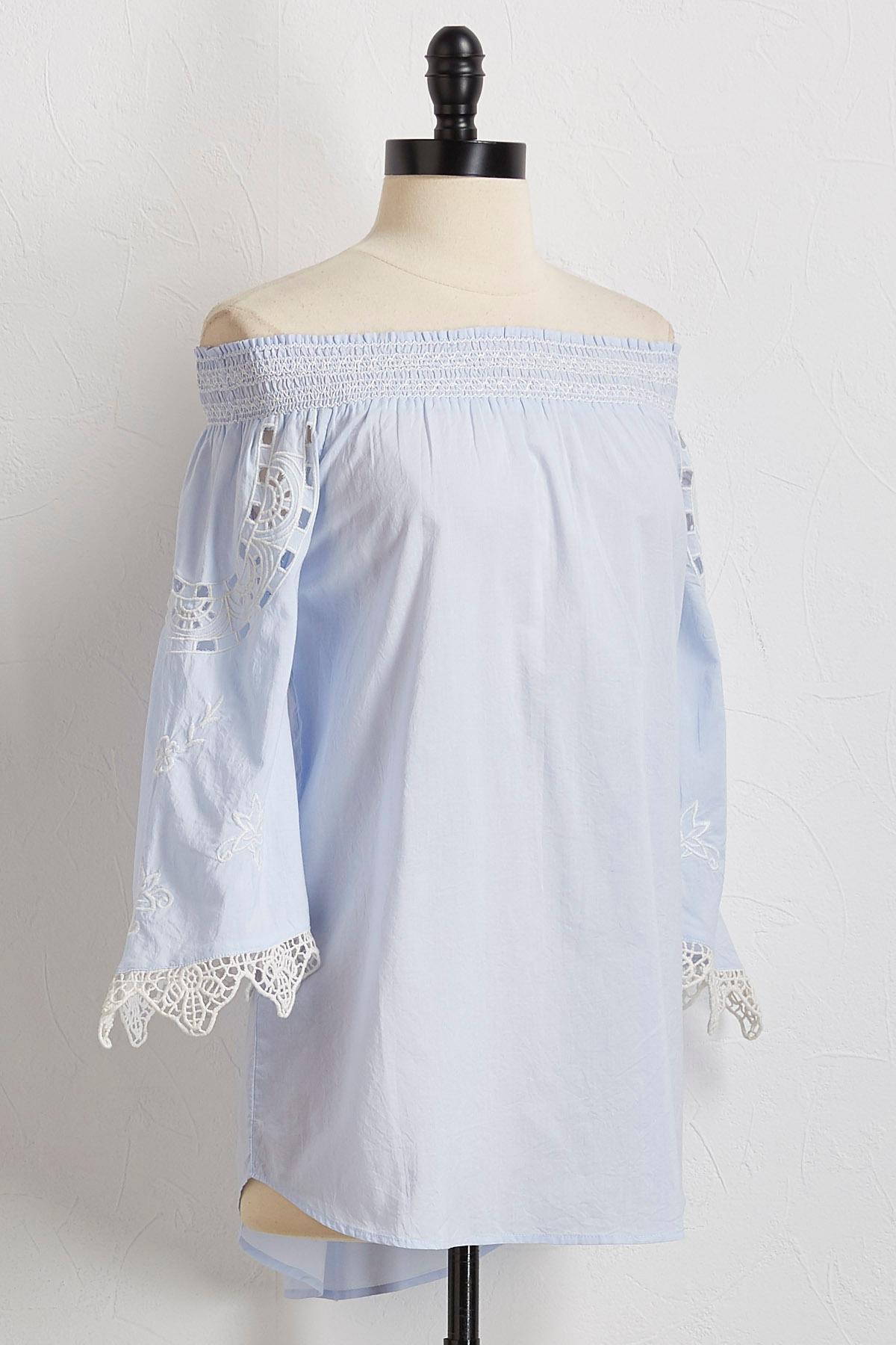 Crochet Trim Off The Shoulder Top