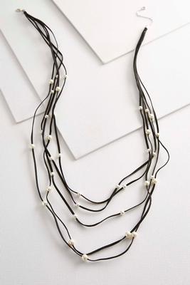 faux suede pearl necklace