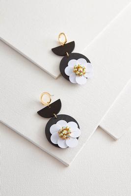 wooden sequin flower earrings