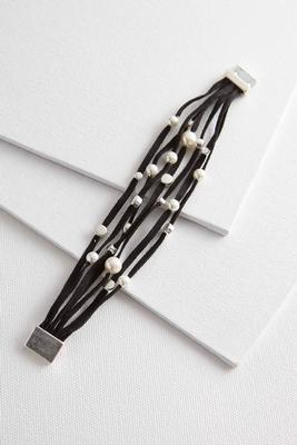 layered faux suede pearl bracelet