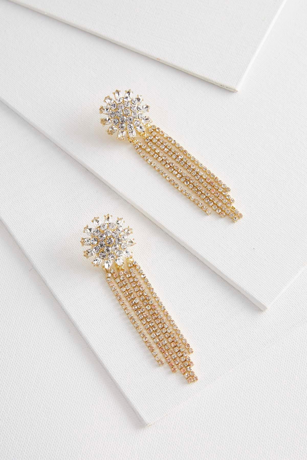 Rhinestone Floral Statement Earrings