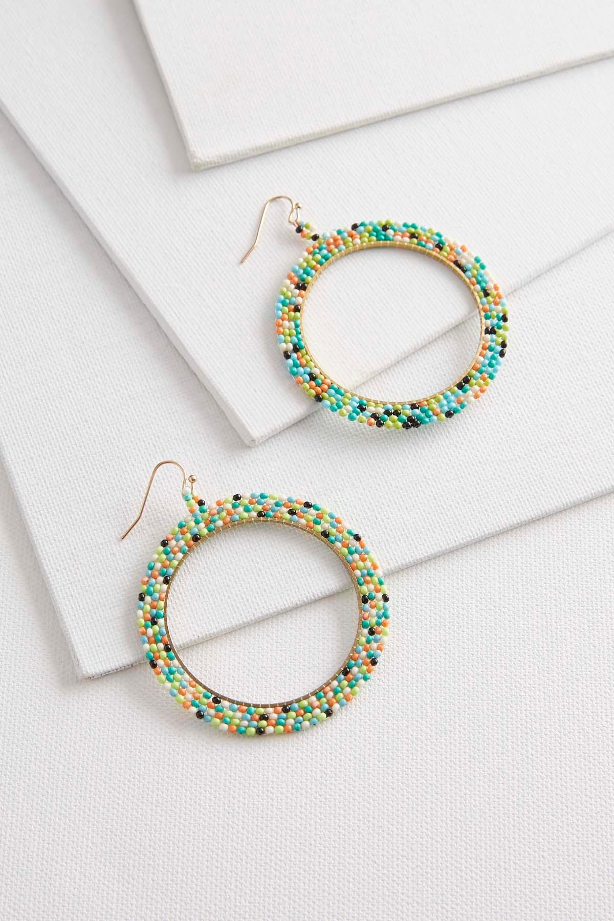 Layered Seed Bead Circle Earrings