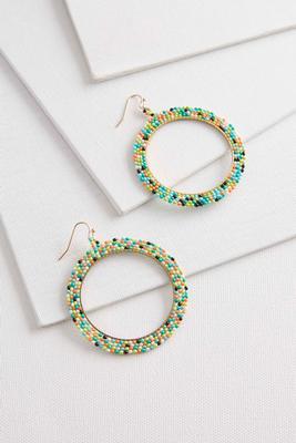 layered seed bead circle earrings