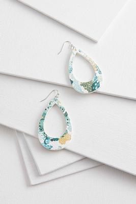 floral open tear shaped earrings