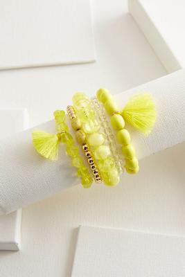 tasseled mixed bead bracelet set
